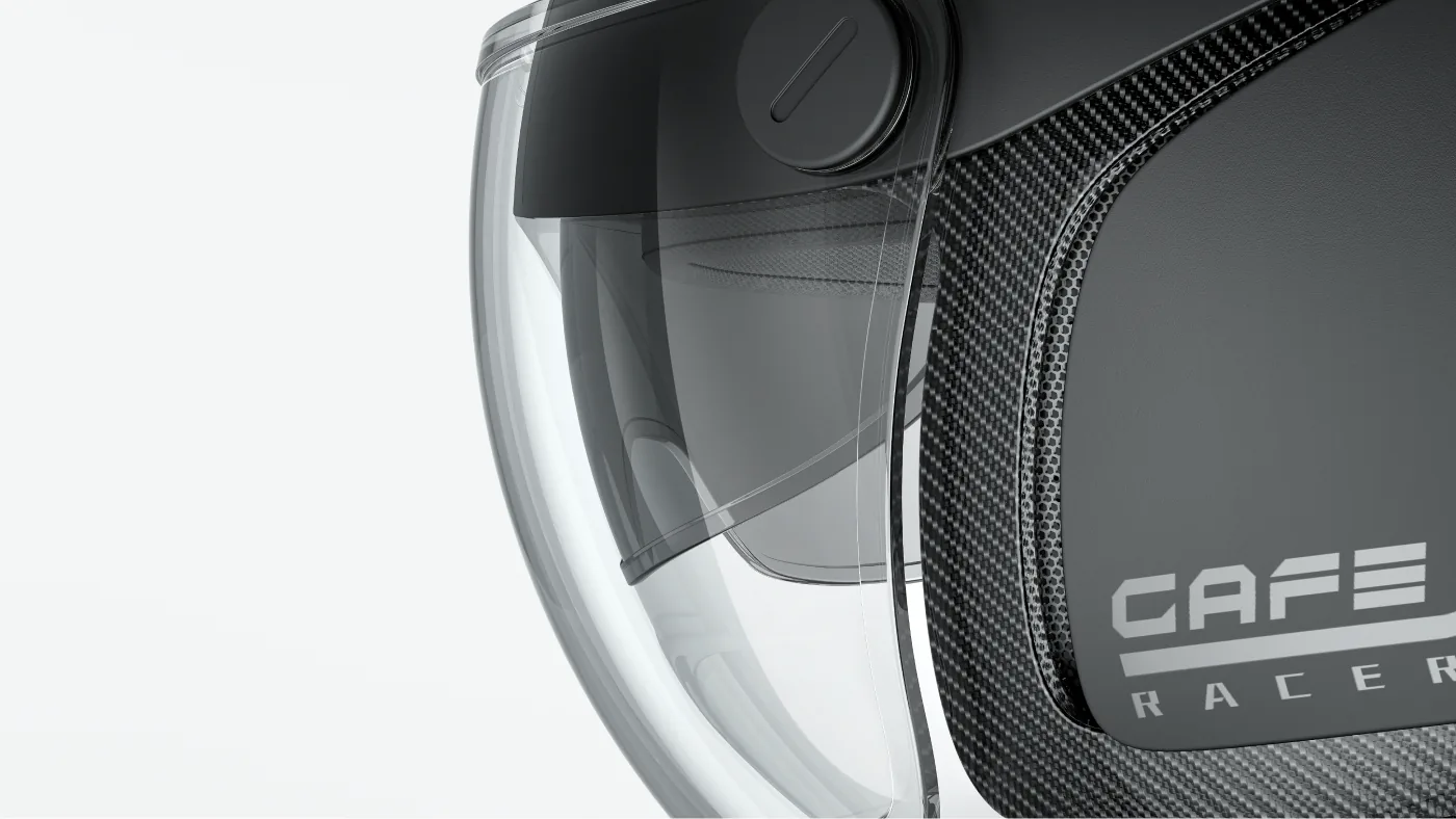 Visor pivot and faux-carbon side frame