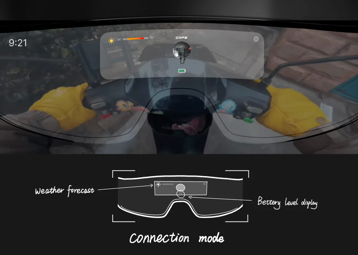 Connection mode: weather forecast and battery level