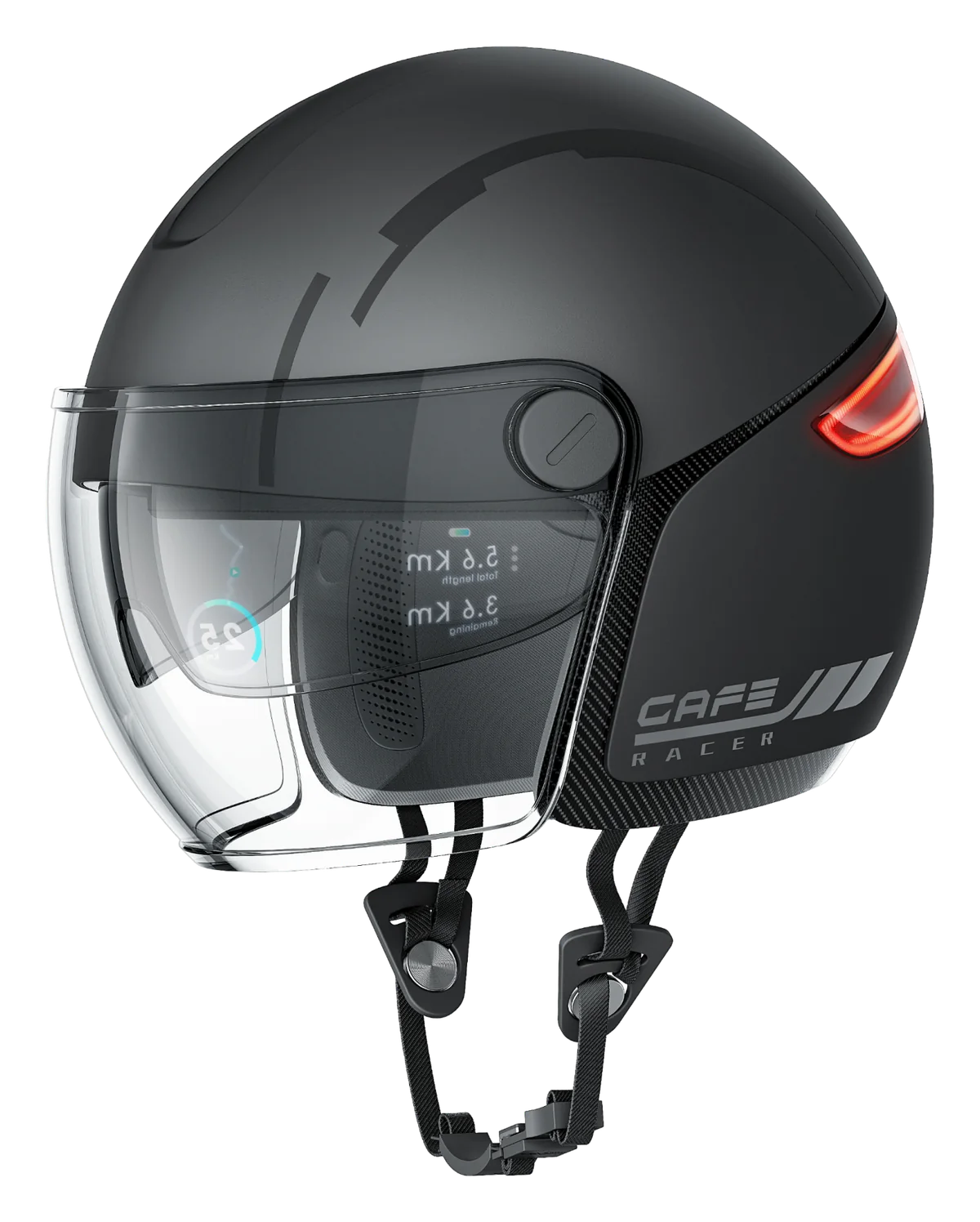 Helmet in rain mode, side closed
