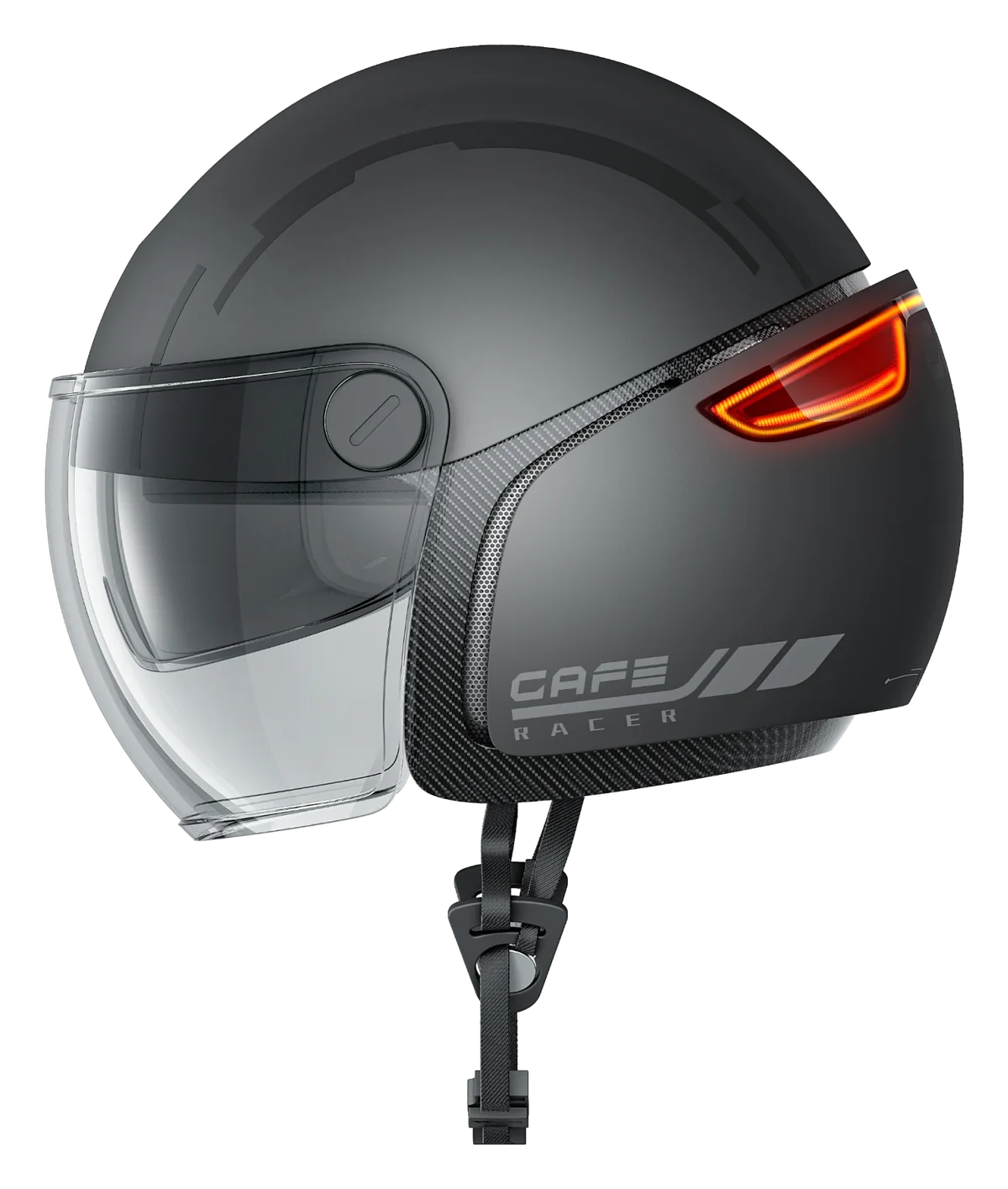 Helmet in vent mode, side open