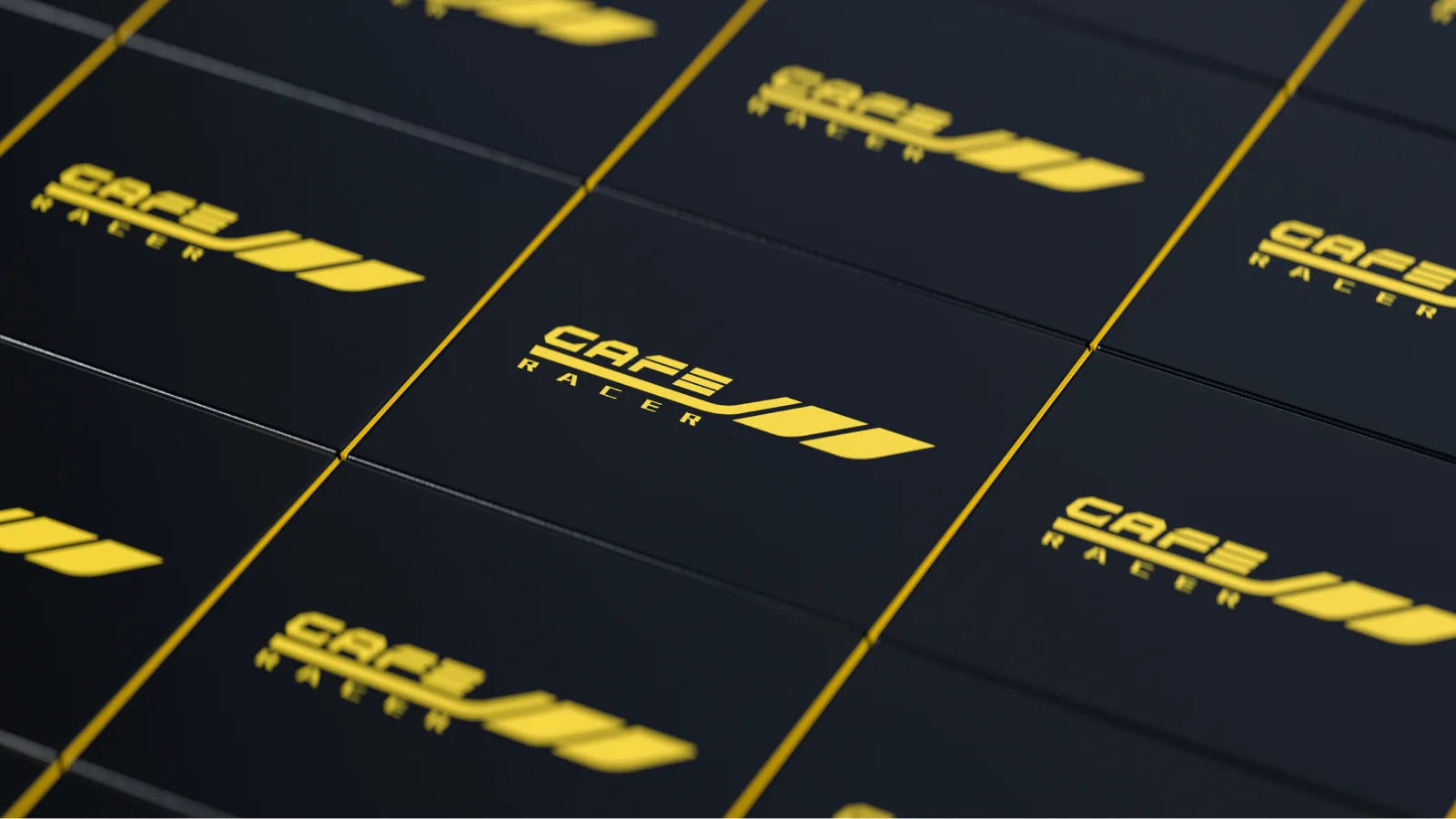 CAFE Racer logo pattern in yellow on black