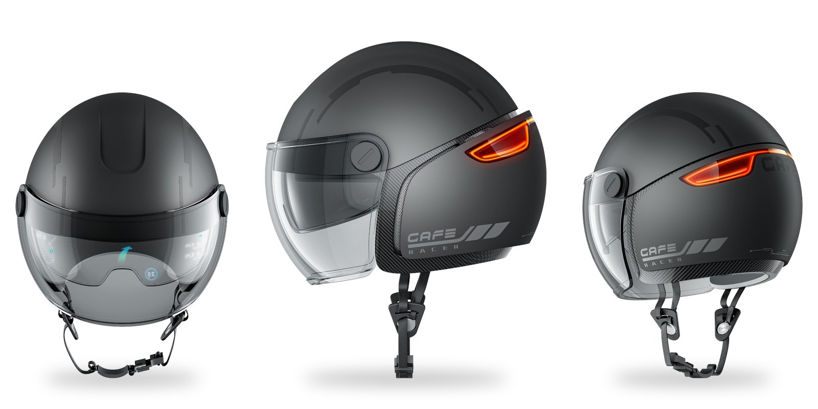 CAFE Racer AR helmet: front, side and rear