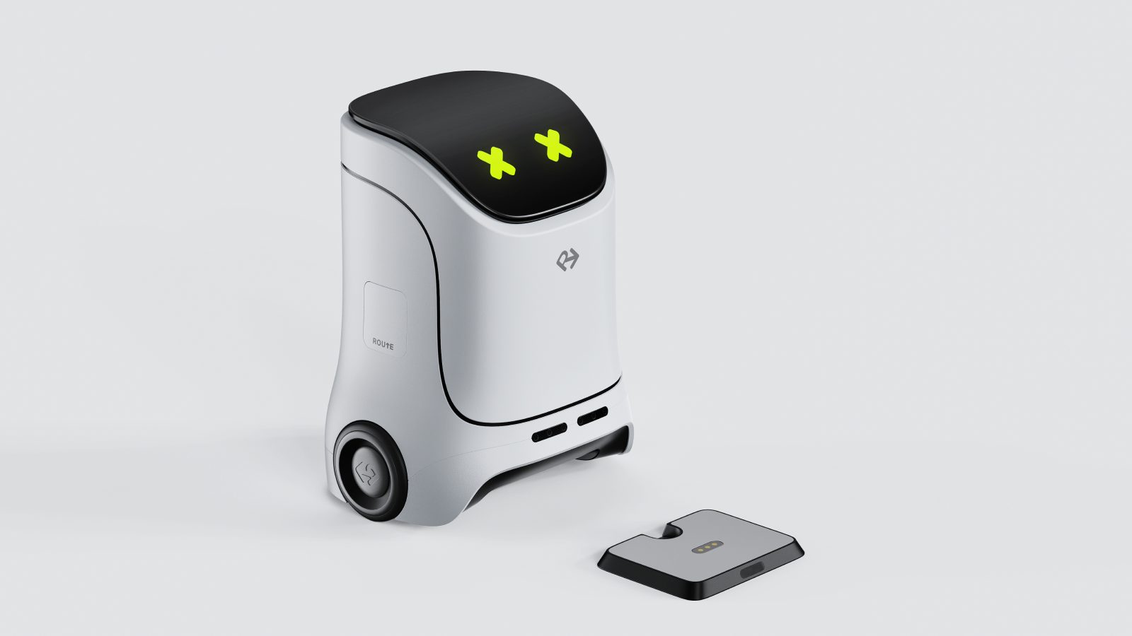 ROUTE beside its charging dock