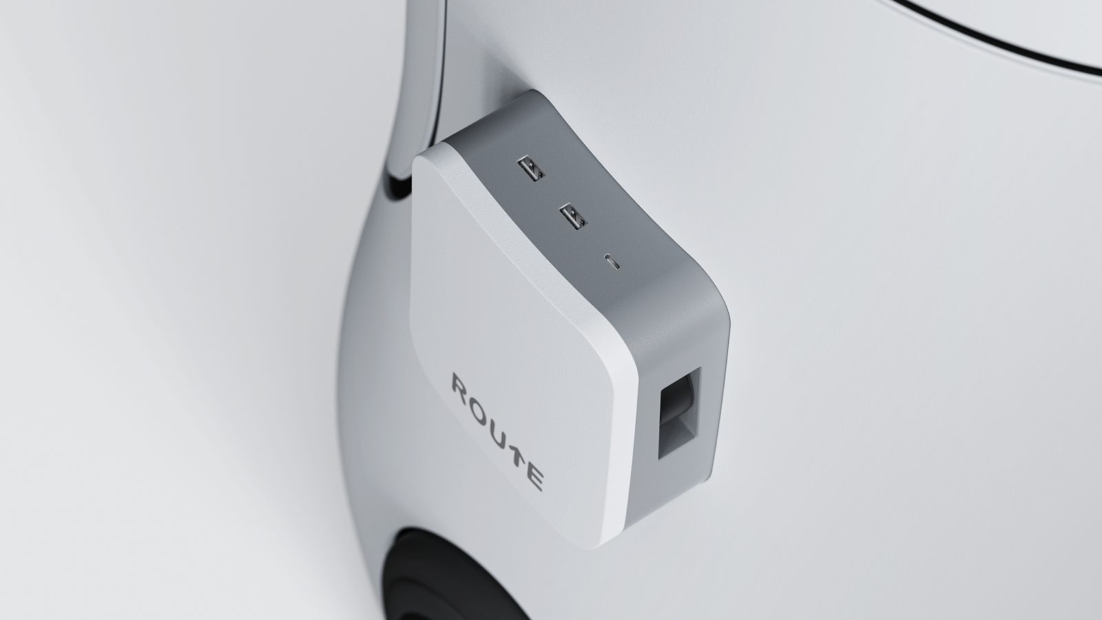 The side module with two USB ports and the ROUTE logo
