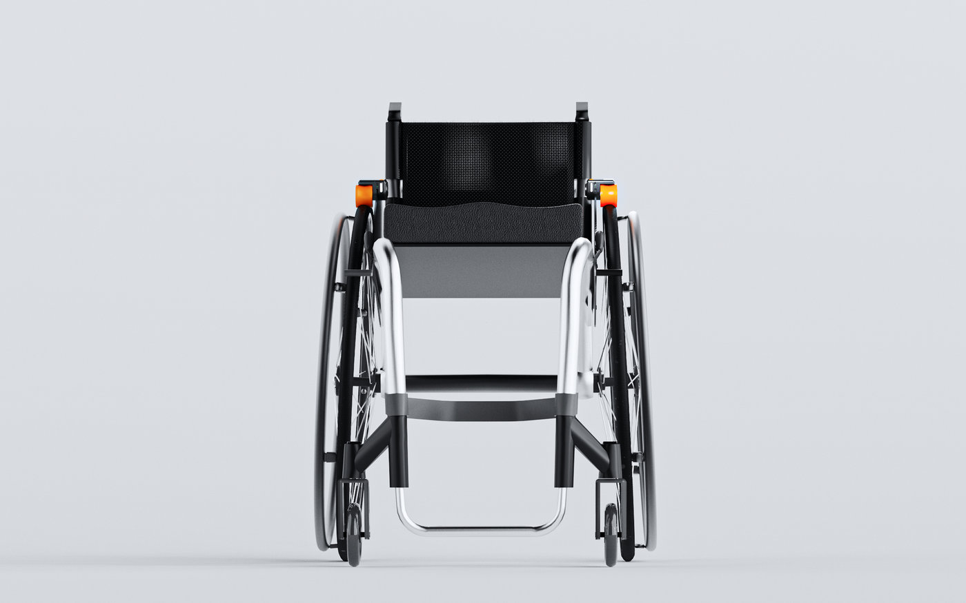Front view of a wheelchair with ElectroGlide fitted
