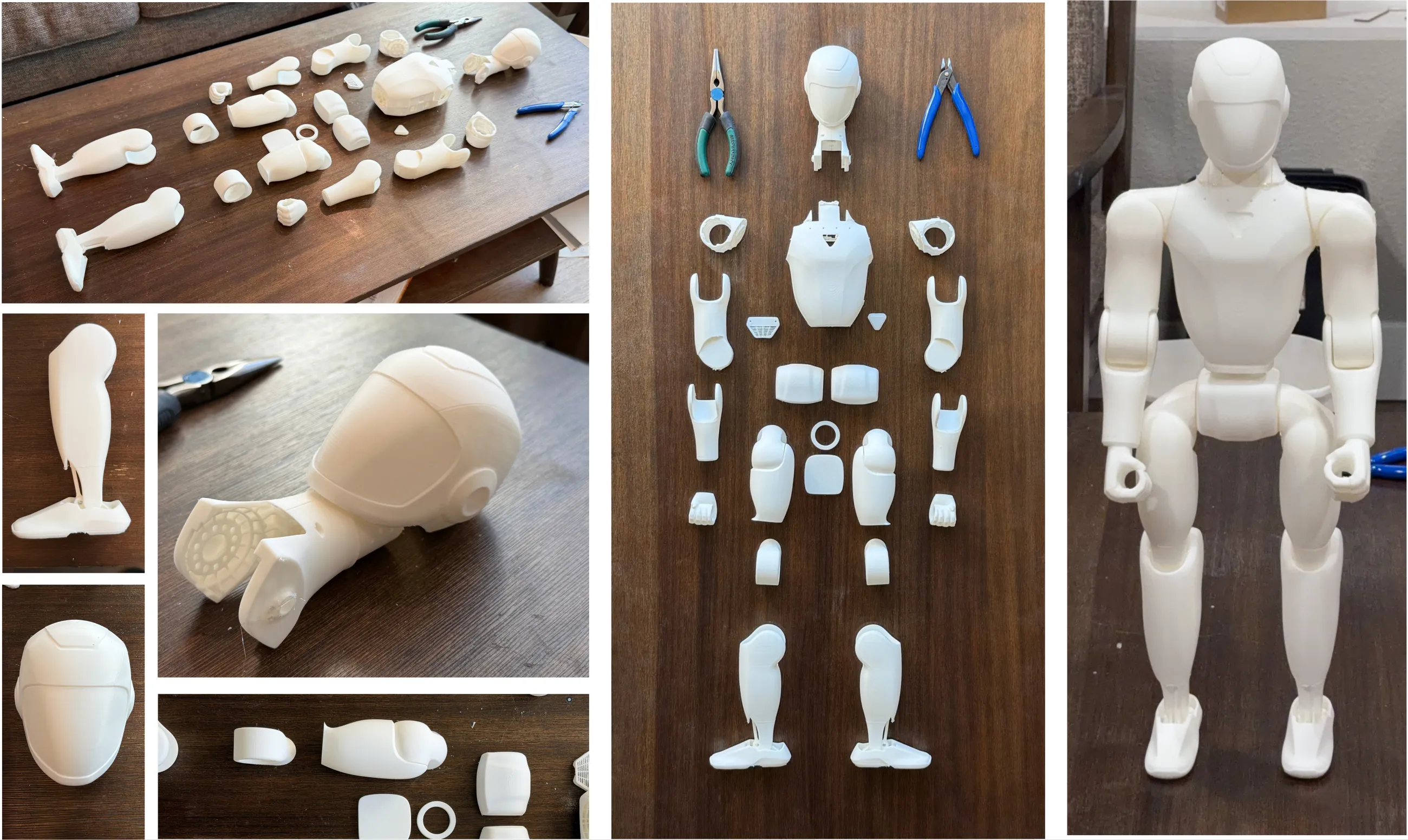 3D-printed parts and the assembled print prototype